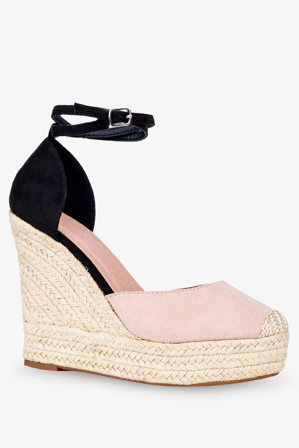 Beżowe sandały espadryle na koturnie Casu A108-37