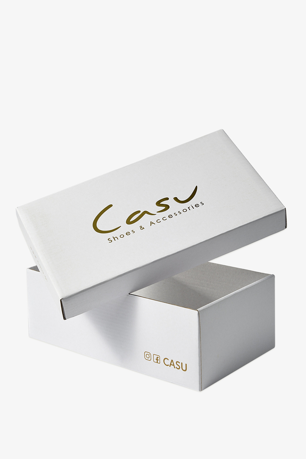 Czarne mokasyny płaskie damskie ze skórzaną wkładką złota ozdoba Casu D24X3-B