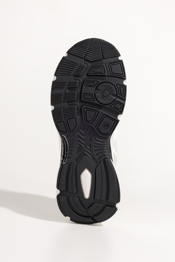 Białe sneakersy damskie buty sportowe na trening zielone i fioletowe wstawki sznurowane Casu ABO-1707