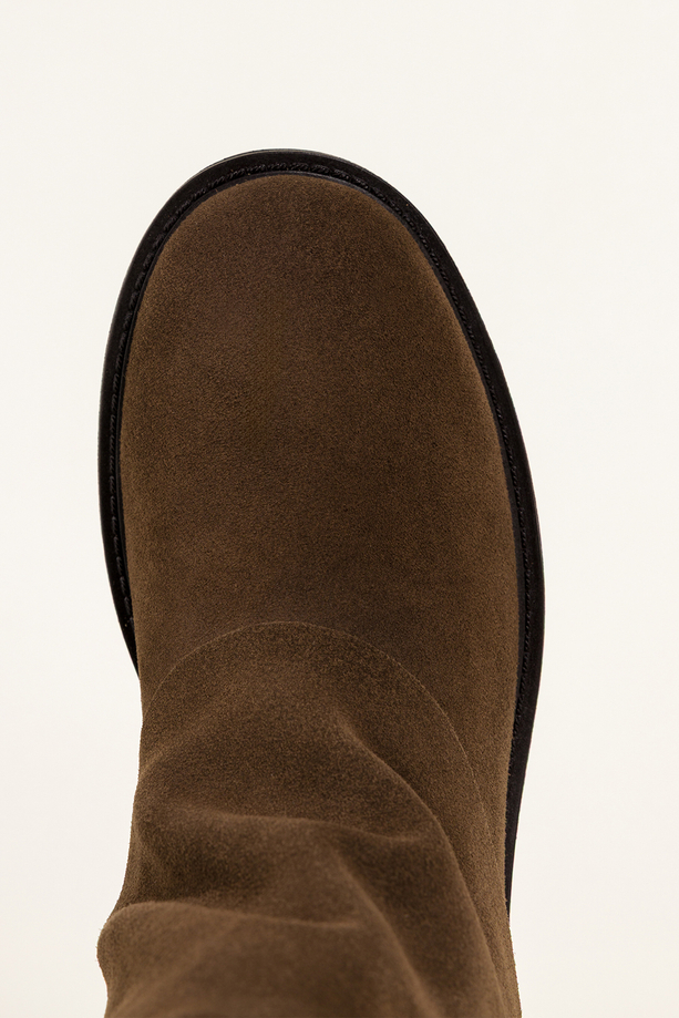 Brązowe botki skórzane damskie z szeroką cholewką Sergio Leone niski obcas regulowane paski na cholewce YG74443-H