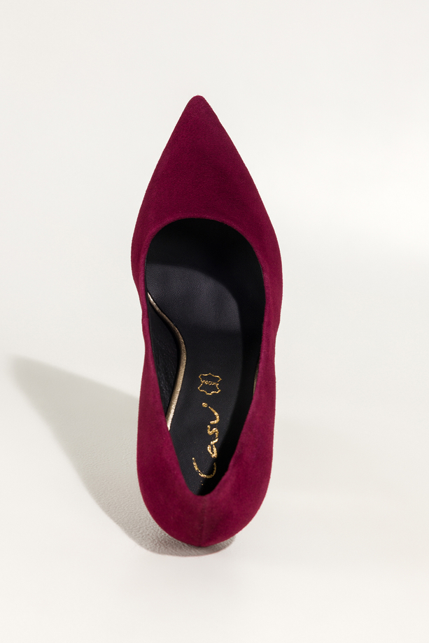 Bordowe szpilki damskie skórzane zamszowe klasyczne PRODUKT POLSKI Casu 8090-656