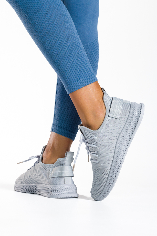 Szare sneakersy damskie buty sportowe sznurowane Casu SJ2300-3