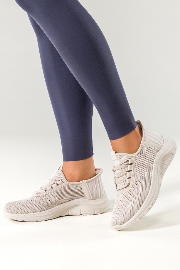 Beżowe buty sportowe damskie sneakersy sznurowane z perforacją Casu PDJ269-39