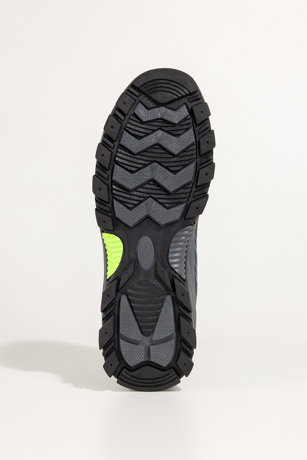 Niebieskie buty trekkingowe damskie buty sportowe softshell na bieżnikowanej podeszwie czarne wstawki sznurowane Carla EY82933-1