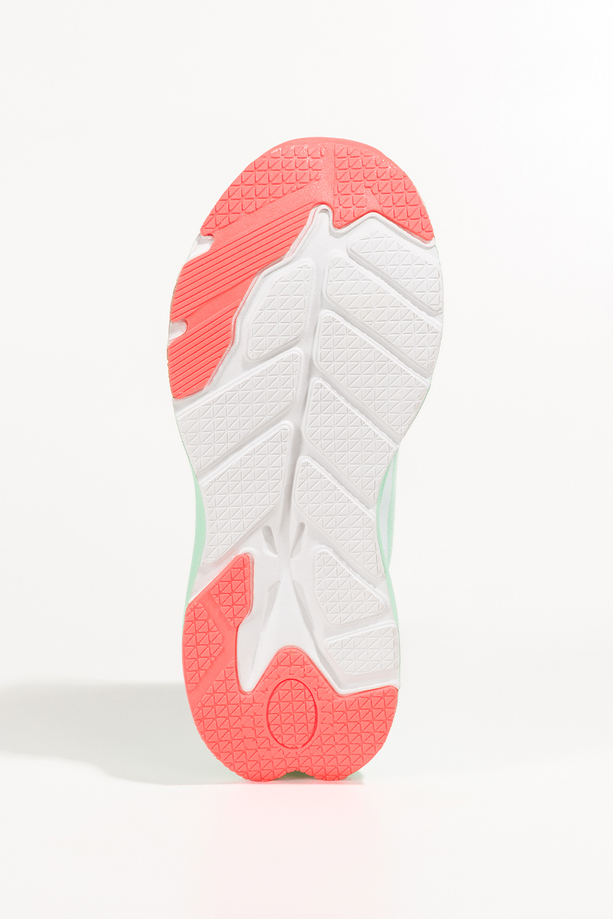 Zielone sneakersy damskie buty sportowe do biegania zielona platforma pomarańczowe wstawki sznurowane Casu 9032-3