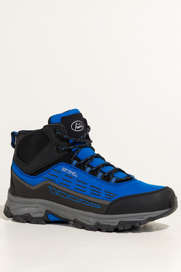 Niebieskie buty trekkingowe damskie z czarnymi dodatkami sznurowane softshell Casu Y7994-4