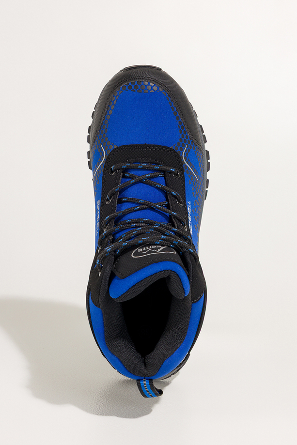 Niebieskie buty trekkingowe damskie z czarnymi dodatkami sznurowane softshell Casu Y7997-4
