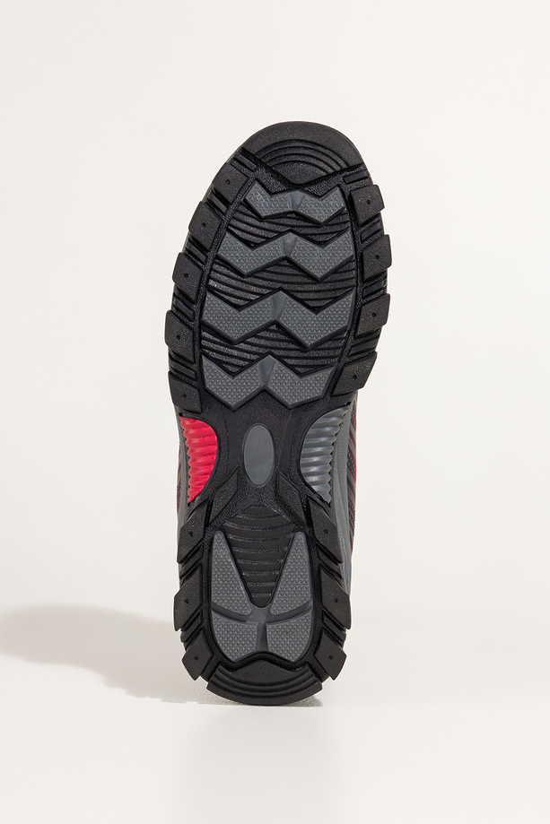 Czerwone buty trekkingowe damskie buty sportowe softshell na bieżnikowanej podeszwie czarne wstawki sznurowane Carla EY82933-5