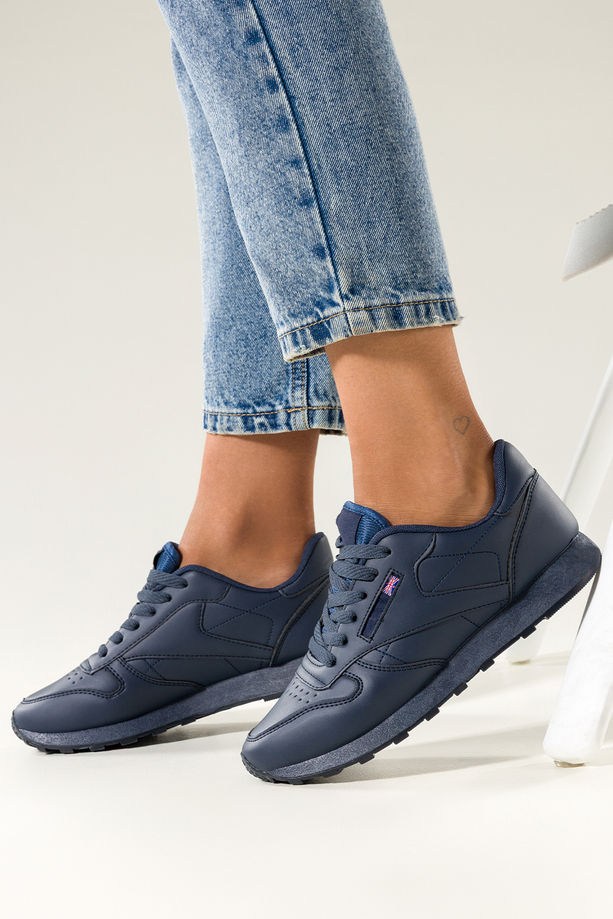 Granatowe sneakersy damskie buty sportowe sznurowane Carla 8210-6