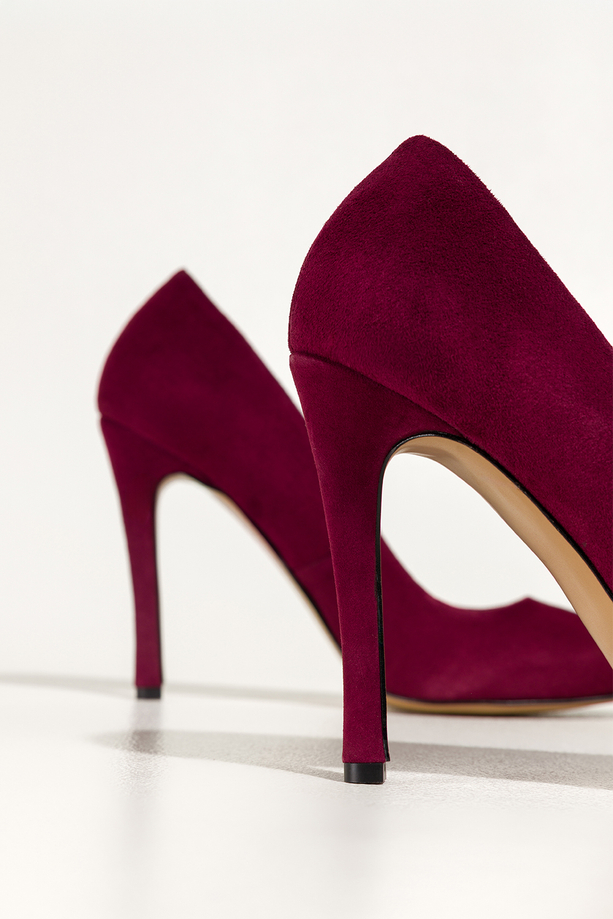 Bordowe szpilki damskie skórzane zamszowe klasyczne PRODUKT POLSKI Casu 8090-656