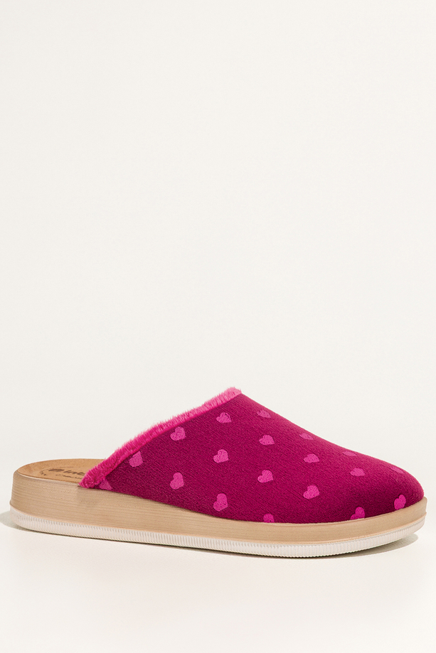 Bordowe kapcie damskie Inblu obuwie domowe skórzana wkładka soft serca XG999959