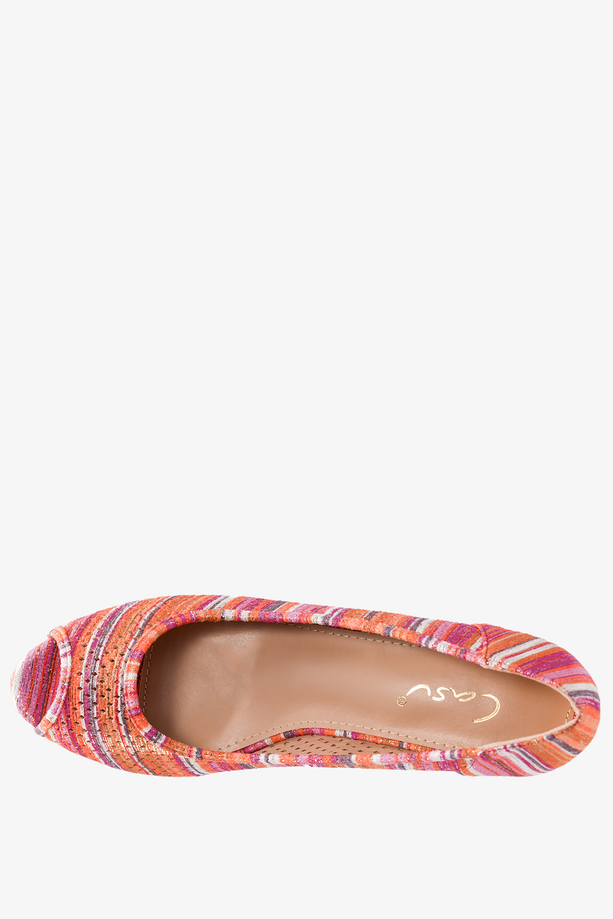 Różowe czółenka ażurowe peep toe damskie na ozdobnym słupku Casu D24X17-O