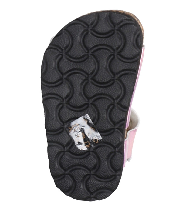 Różowe sandały holograficzne na rzep ze skórzaną wkładką i profilowaną korkową podeszwą Casu B19KDX2/P