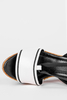 Czarne sandały Casu na korkowym koturnie wiązane wstążką polska skóra 2047