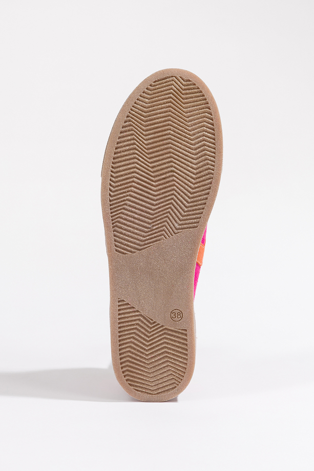 Fuksjowe sneakersy skórzane na platformie damskie buty sportowe pomarańczowe wstawki sznurowane PRODUKT POLSKI Casu N1091S2