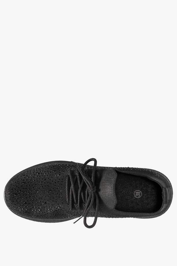 Czarne sneakersy damskie buty sportowe z kryształkami sznurowane Casu SJ2370-1