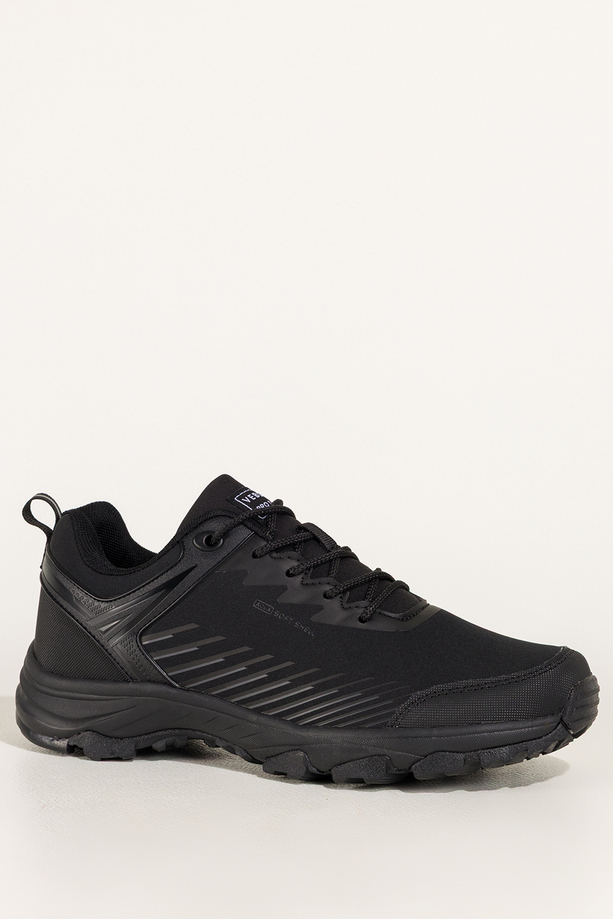 Czarne buty trekkingowe damskie buty sportowe softshell na bieżnikowanej podeszwie szare wstawki sznurowane Carla EY0976-7