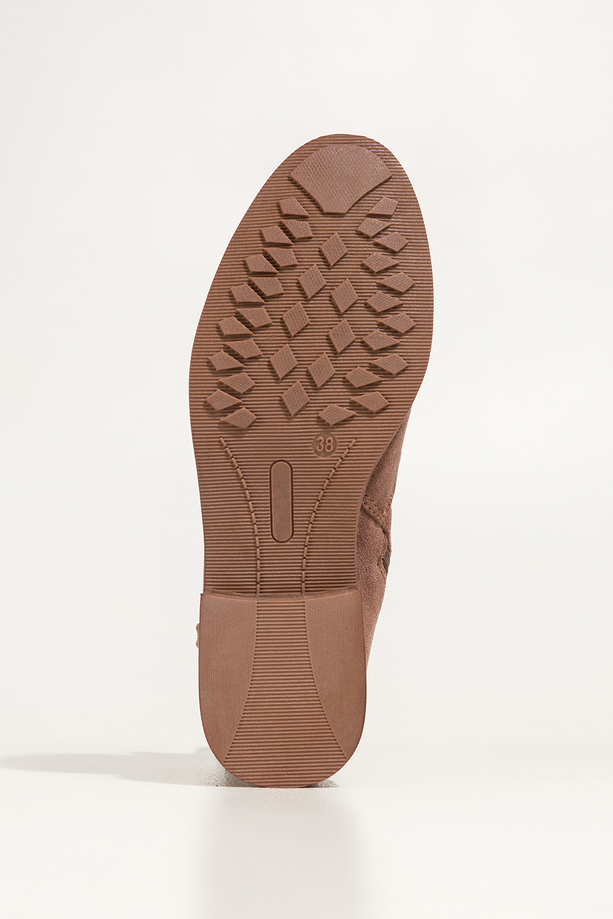 Brązowe botki damskie płaskie ażurowa cholewka Carla S7476-6