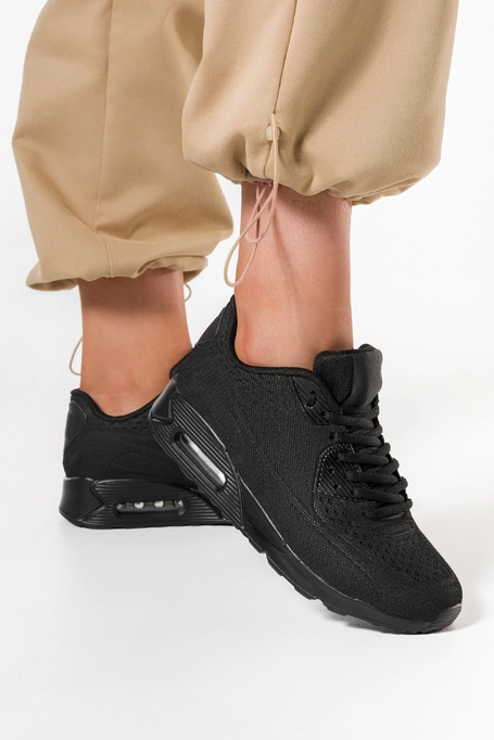Czarne sneakersy damskie buty sportowe na platformie sznurowane Casu B3363-13