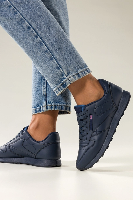 Granatowe sneakersy damskie buty sportowe sznurowane Carla 8210-6
