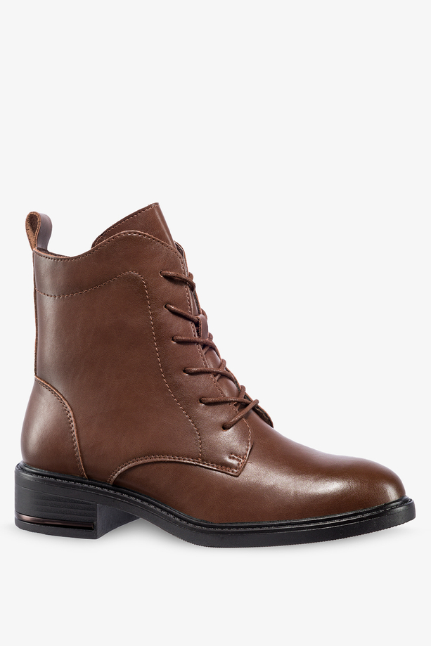 Brązowe botki skórzane damskie Sergio Leone sznurowane BT760-S-CA