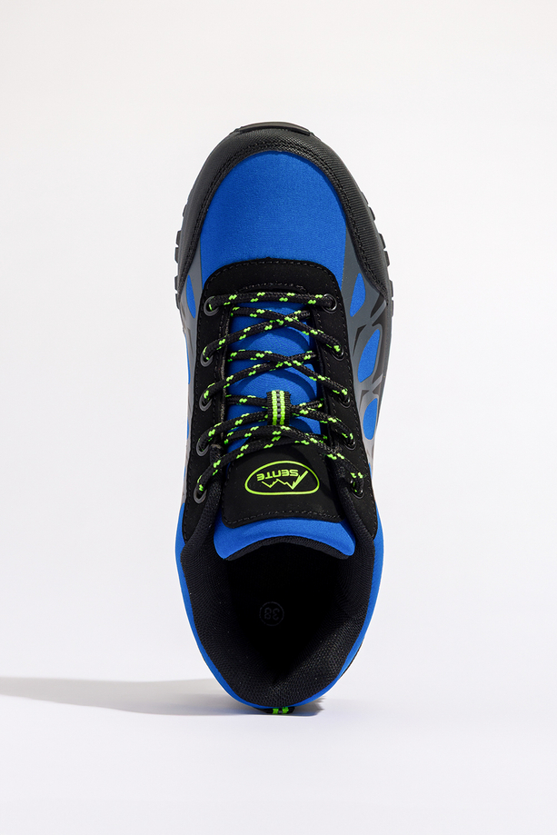 Niebieskie buty trekkingowe damskie z czarnymi dodatkami sznurowane softshell Casu B2110-3