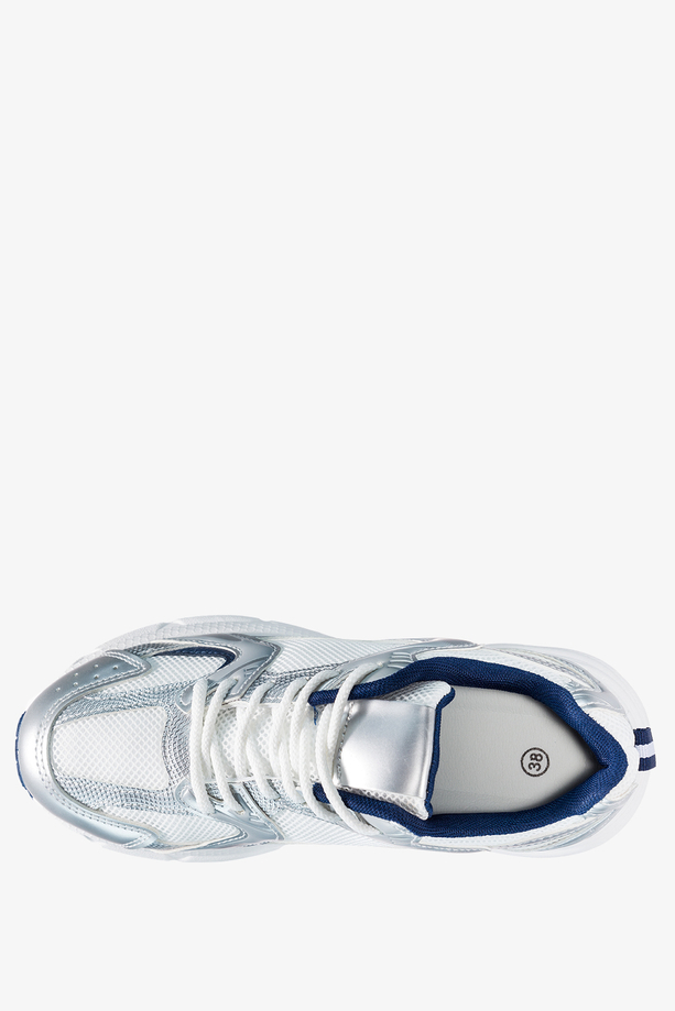 Srebrne sneakersy damskie buty sportowe na platformie sznurowane Casu ABO-1707