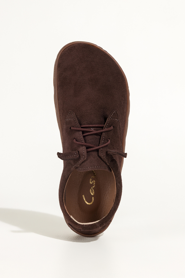 Czekoladowe buty barefoot skórzane damskie szerokie na elastycznej płaskiej podeszwie elastyczne czekoladowe sznurówki PRODUKT POLSKI Casu 89810