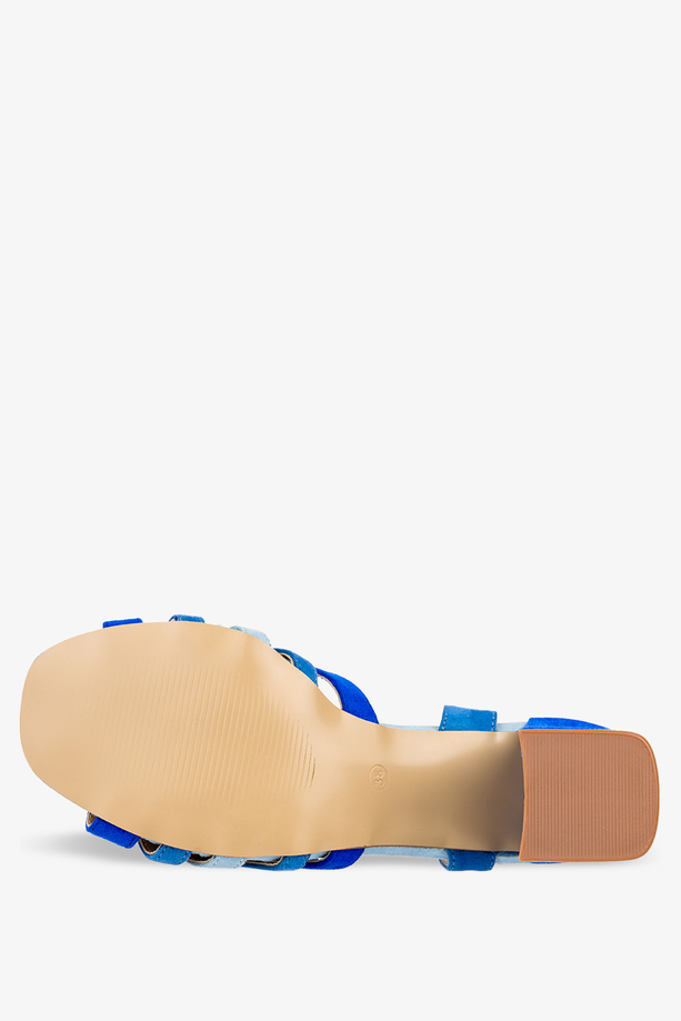 Niebieskie sandały na słupku ze skórzaną wkładką Casu ER22X16-BL