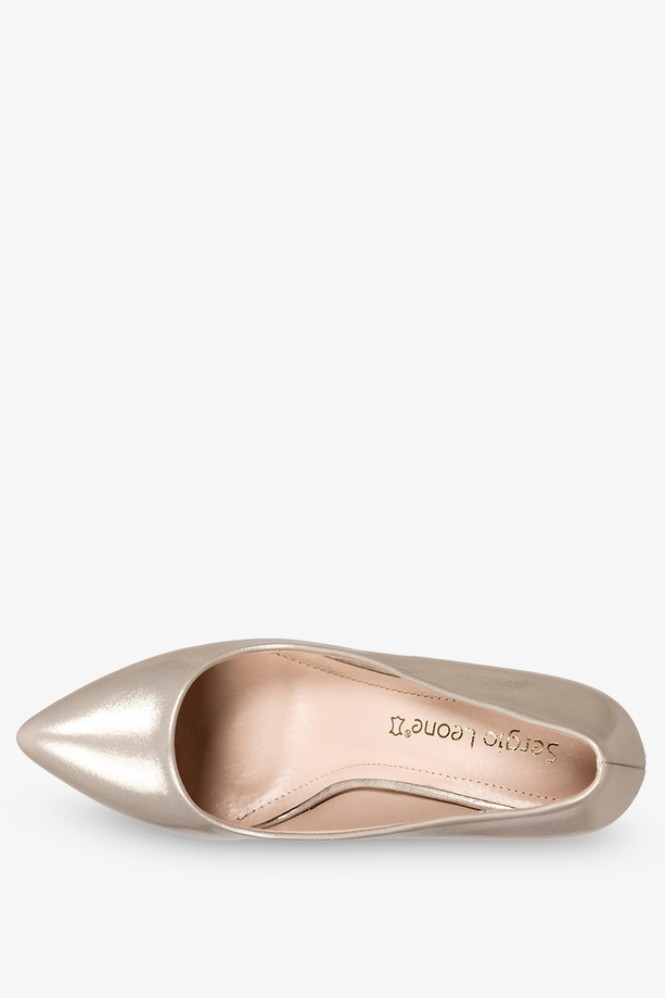 Szpilki Sergio Leone damskie błyszczące złote 1339