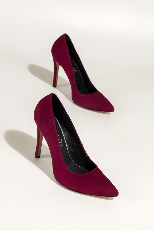 Bordowe szpilki damskie skórzane zamszowe klasyczne PRODUKT POLSKI Casu 8090-656