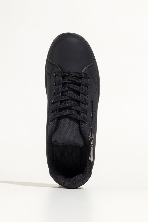 Czarne sneakersy damskie buty sportowe z ozdobnym zamkiem sznurowane Casu DXU-32