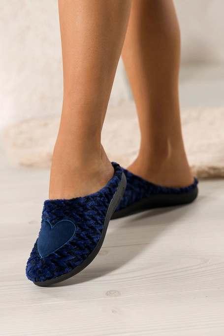 Granatowe kapcie damskie Inblu obuwie domowe z sercem VXYZLL98