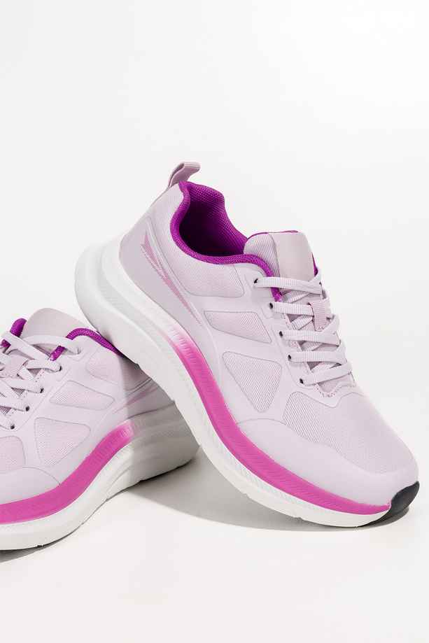 Fioletowe sneakersy damskie buty sportowe na siłownię biała platforma fioletowe wstawki sznurowane Casu 9026-3