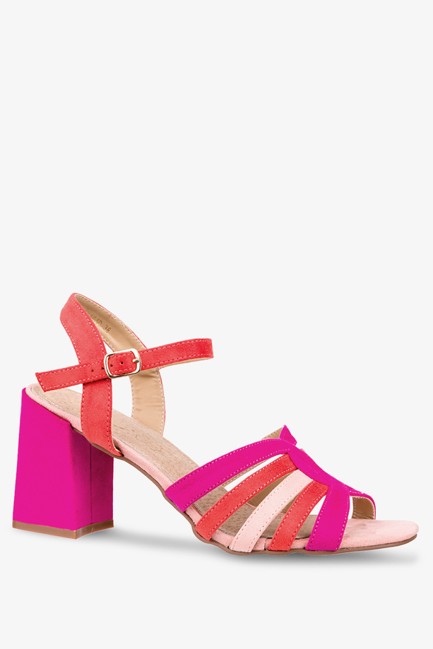 Różowe sandały na słupku ze skórzaną wkładką Casu ER22X16-P