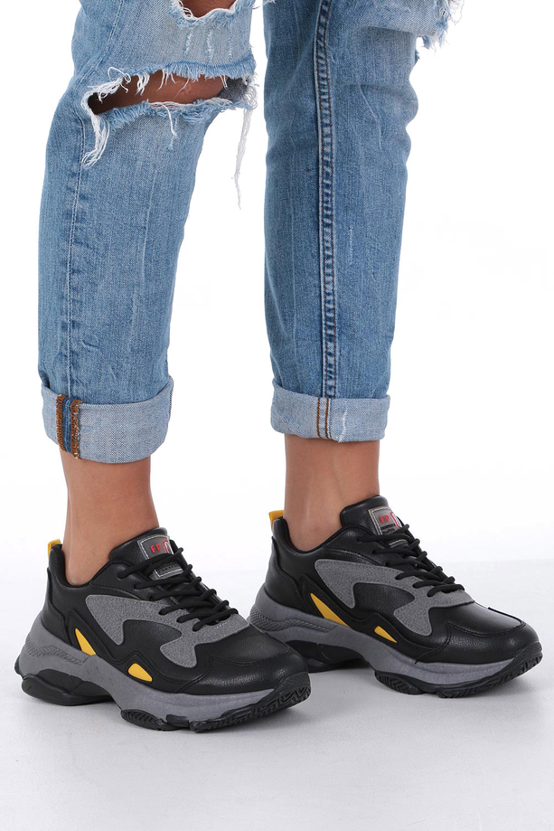 Czarne buty sportowe sneakersy sznurowane Casu DS13003