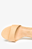 Beżowe sandały Casu na ozdobnym słupku wzorek plecionki z zakrytą piętą skórzana wkładka ER21X20/BE