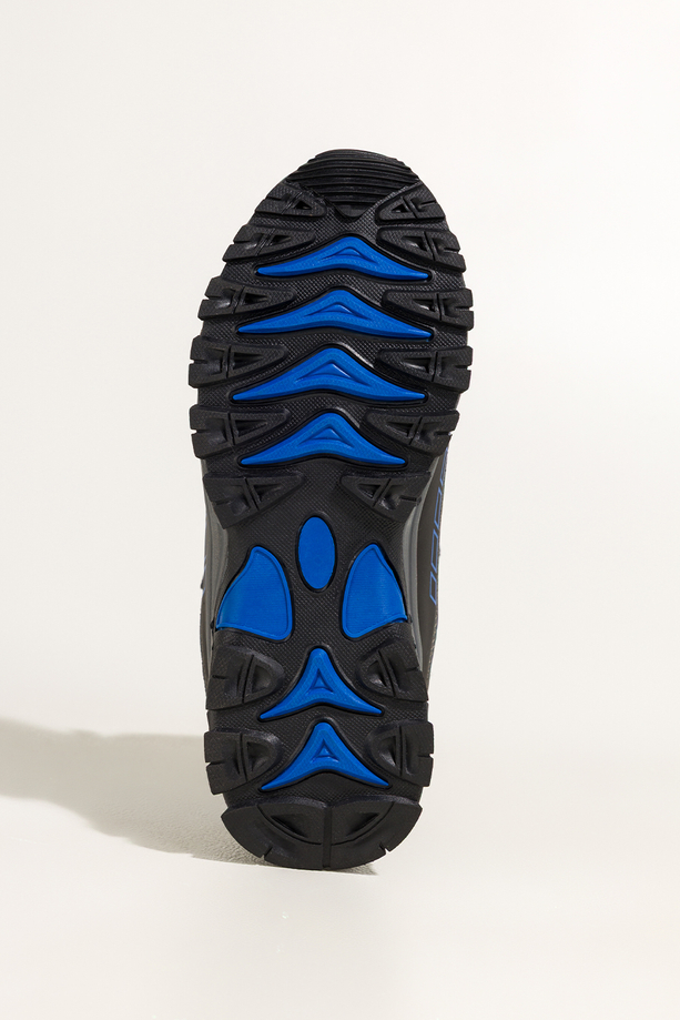 Niebieskie buty trekkingowe damskie z czarnymi dodatkami sznurowane softshell Casu Y7994-4