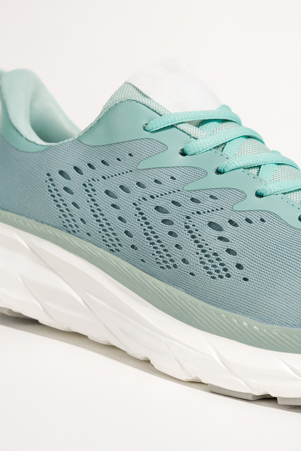 Turkusowe sneakersy damskie buty sportowe do biegania na białej platformie ze żłobieniami sznurowane Casu BC109