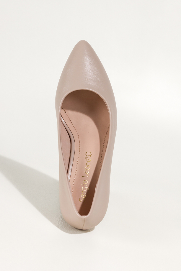 Beżowe szpilki damskie Sergio Leone skórzana wkładka 8663