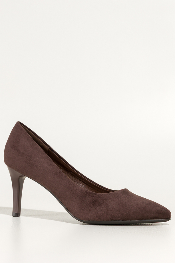 Czekoladowe szpilki damskie Sergio Leone z zamszu ekologicznego skórzana wkładka 8663