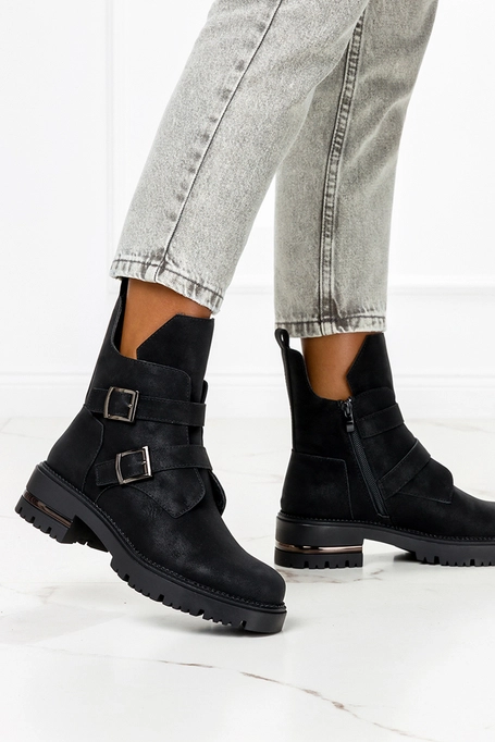 Botki Sergio Leone workery z klamrami czarne TR737