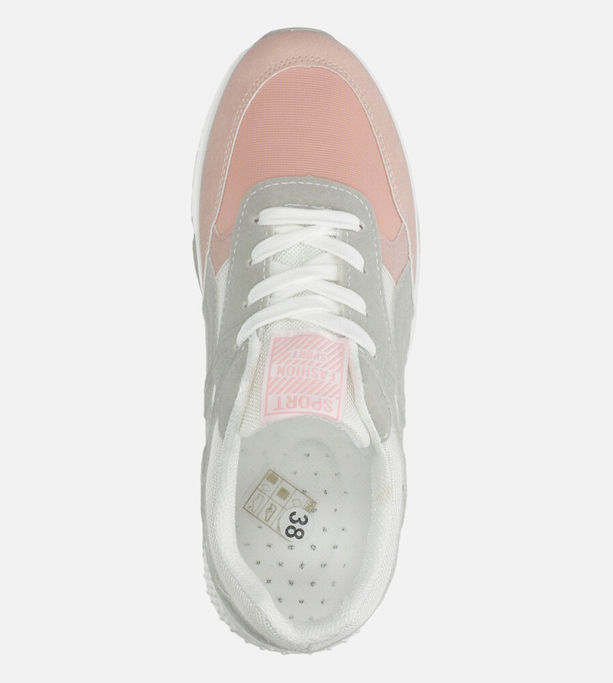 Różowe buty sportowe sneakersy sznurowane Casu 20G13/P