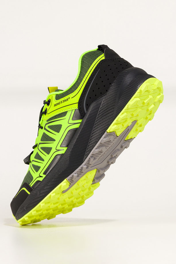 Zielone buty sportowe trekkingowe damskie na bieżnikowanej podeszwie z regulowaną elastyczną sznurówką seledynowe wstawki Casu 7494-5D