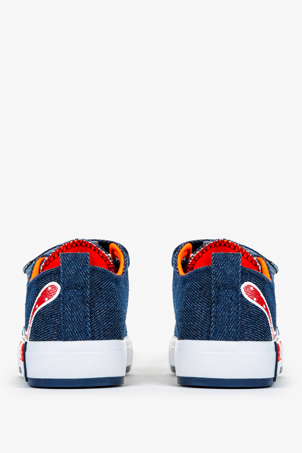 Granatowe trampki jeansowe na rzepy Casu 8/4/21/M