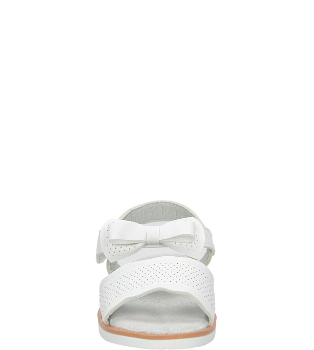 Białe sandały ażurowe z kokardą na rzep S.Barski 1195-A1