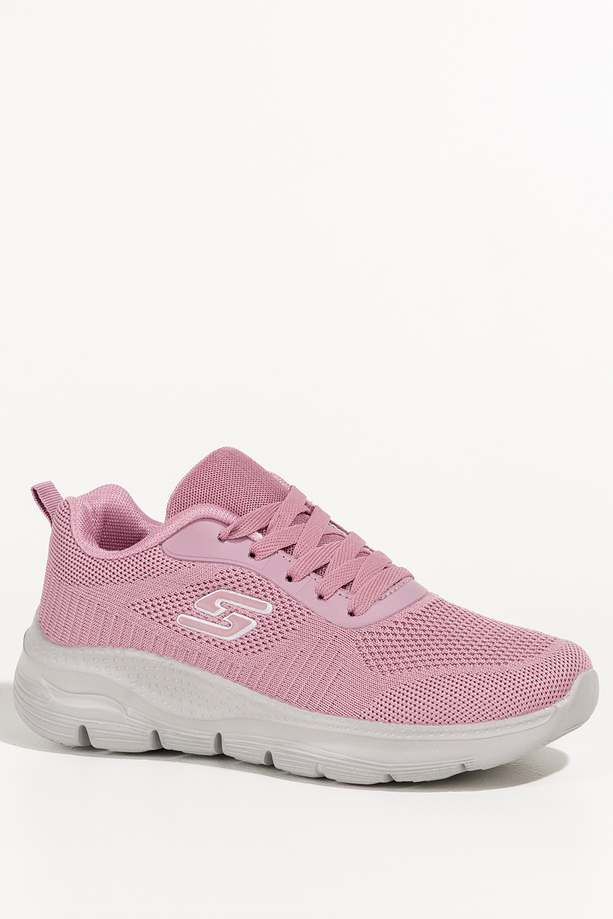 Różowe sneakersy damskie buty sportowe na fitness z perforacją szara platforma sznurowane Casu JK9321-45