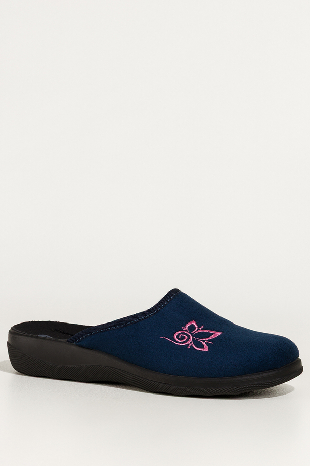 Granatowe kapcie damskie Inblu obuwie domowe z haftem XF99997W