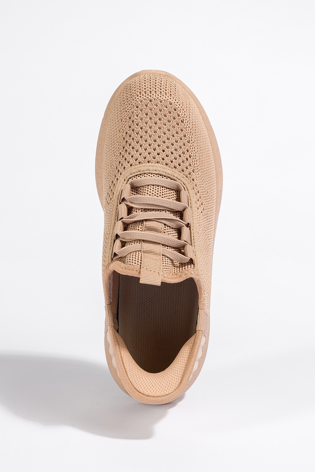 Beżowe buty sportowe damskie sneakersy z perforacją sznurowane Casu PDJ269-63