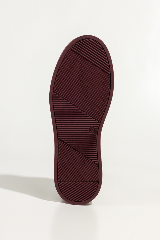 Bordowe trampki skórzane damskie sneakersy na platformie sznurowane PRODUKT POLSKI Casu 8855